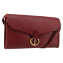 Christian Dior Honeycomb Canvas Shoulder Bag PVC Red Gold Auth 176675-1