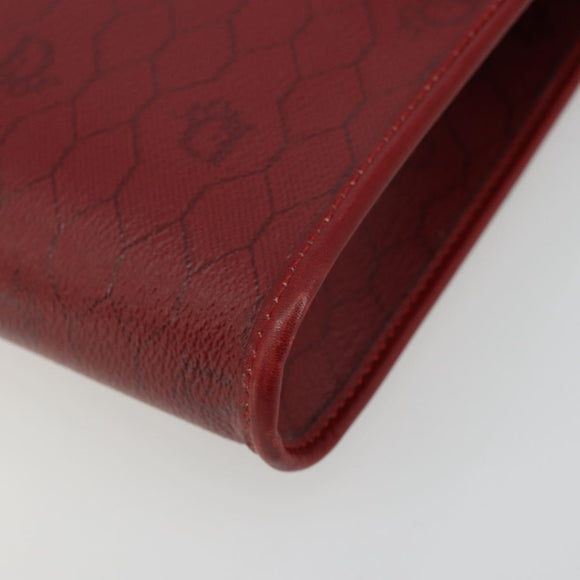 Christian Dior Honeycomb Canvas Shoulder Bag PVC Red Gold Auth 176675