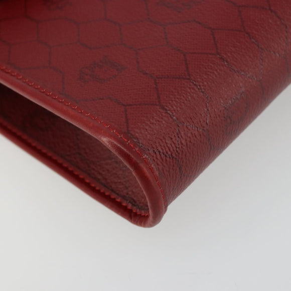 Christian Dior Honeycomb Canvas Shoulder Bag PVC Red Gold Auth 176675