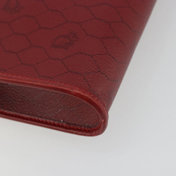 Christian Dior Honigwaben-Canvas Umhängetasche PVC Rot Gold Auth 176675