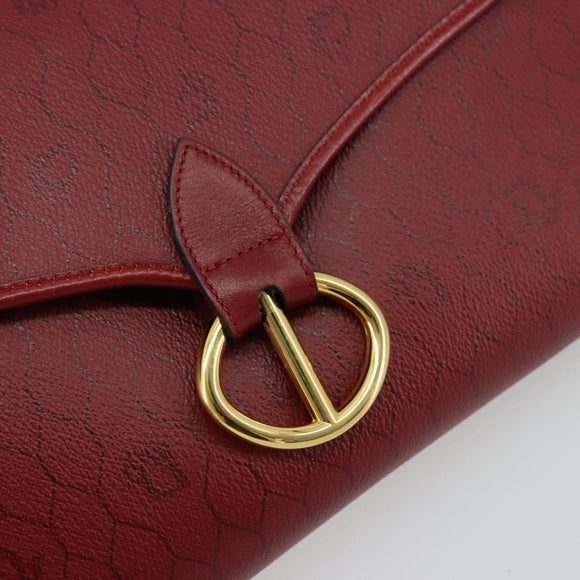 Christian Dior Honeycomb Canvas Shoulder Bag PVC Red Gold Auth 176675