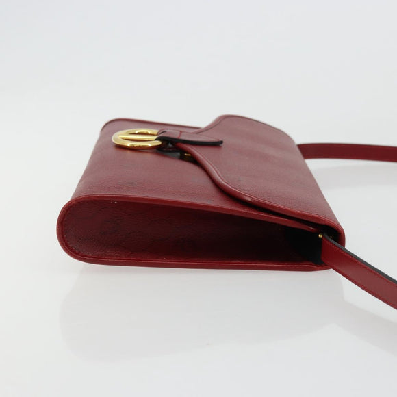 Christian Dior Honeycomb Canvas Shoulder Bag PVC Red Gold Auth 176675