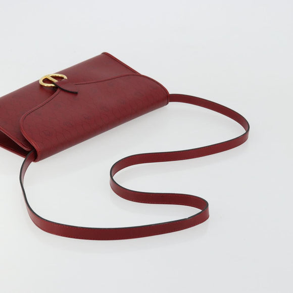 Christian Dior Honeycomb Canvas Shoulder Bag PVC Red Gold Auth 176675