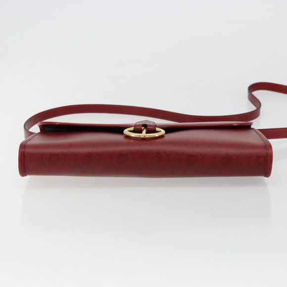 Christian Dior Honeycomb Canvas Shoulder Bag PVC Red Gold Auth 176675