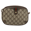 GUCCI GG Supreme Web Sherry Line Bag PVC Beige Red 89 02 055 Auth 176678-2