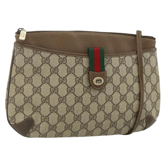 GUCCI GG Supreme Web Sherry Line Bag PVC Beige Red 904 02 026 Auth 176680