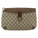 GUCCI GG Supreme Web Sherry Line Bag PVC Beige Red 904 02 026 Auth 176680-13