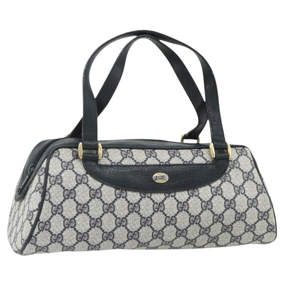 GUCCI GG Supreme Hand Bag PVC Navy Gold 89 02 062 Auth 176682