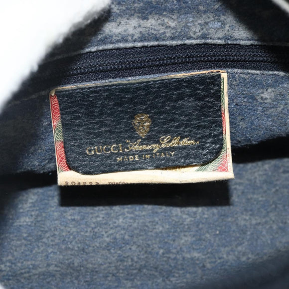 GUCCI GG Supreme Hand Bag PVC Navy Gold 89 02 062 Auth 176682