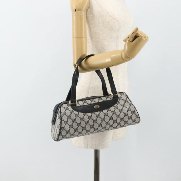 GUCCI GG Supreme Hand Bag PVC Navy Gold 89 02 062 Auth 176682