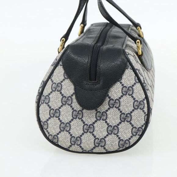 GUCCI GG Supreme Hand Bag PVC Navy Gold 89 02 062 Auth 176682