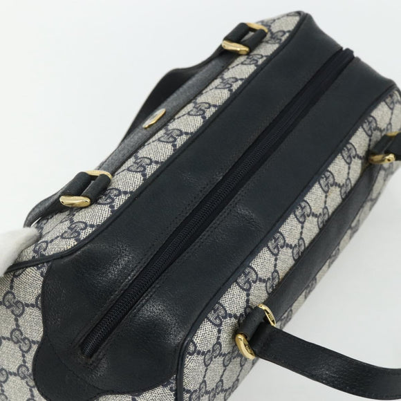 GUCCI GG Supreme Hand Bag PVC Navy Gold 89 02 062 Auth 176682
