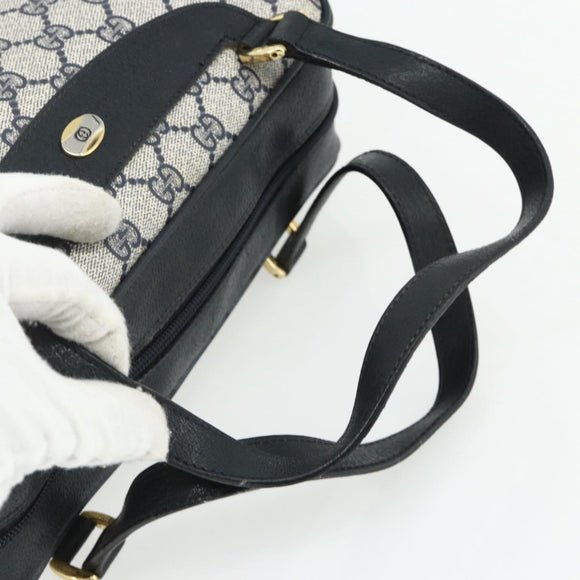 GUCCI GG Supreme Hand Bag PVC Navy Gold 89 02 062 Auth 176682