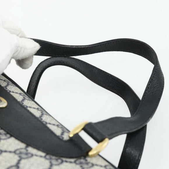 GUCCI GG Supreme Hand Bag PVC Navy Gold 89 02 062 Auth 176682
