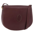 CARTIER Must Line Shoulder Bag Leather Bordeaux Gold Auth 176685-1