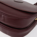 CARTIER Must Line Shoulder Bag Leather Bordeaux Gold Auth 176685-15