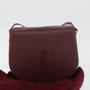 CARTIER Must Line Shoulder Bag Leather Bordeaux Gold Auth 176685-12