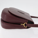 CARTIER Must Line Shoulder Bag Leather Bordeaux Gold Auth 176685-3