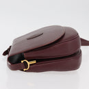 CARTIER Must Line Shoulder Bag Leather Bordeaux Gold Auth 176685-4