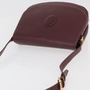 CARTIER Must Line Shoulder Bag Leather Bordeaux Gold Auth 176685-6