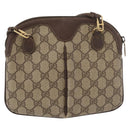 GUCCI GG Supreme Web Sherry Line Shoulder Bag PVC Beige 904 02 047 Auth 176686-3