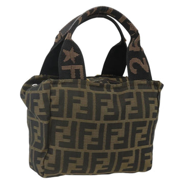 FENDI Zucca Canvas Hand Bag Brown Black Auth 176687