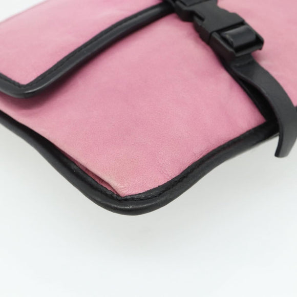 Miu Miu Shoulder Bag Leather Pink Silver Auth 176688A