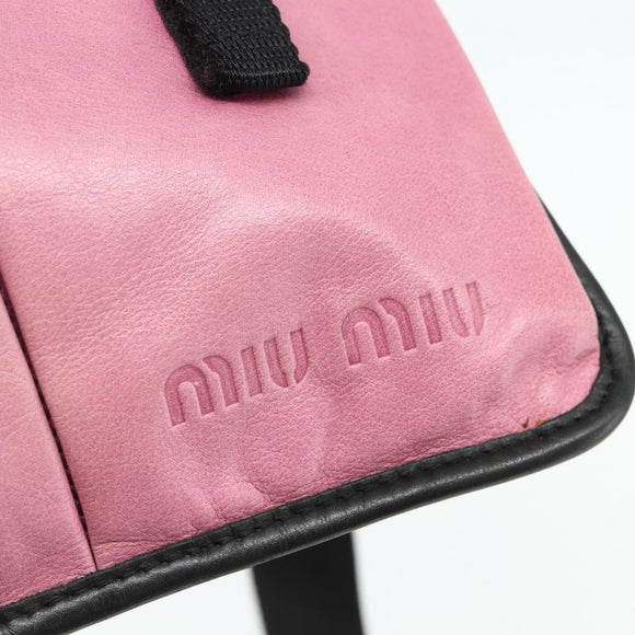 Miu Miu Shoulder Bag Leather Pink Silver Auth 176688A