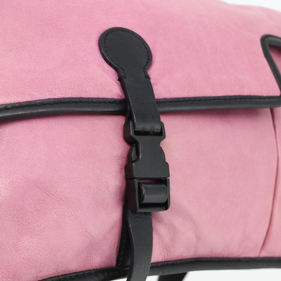 Miu Miu Shoulder Bag Leather Pink Silver Auth 176688A