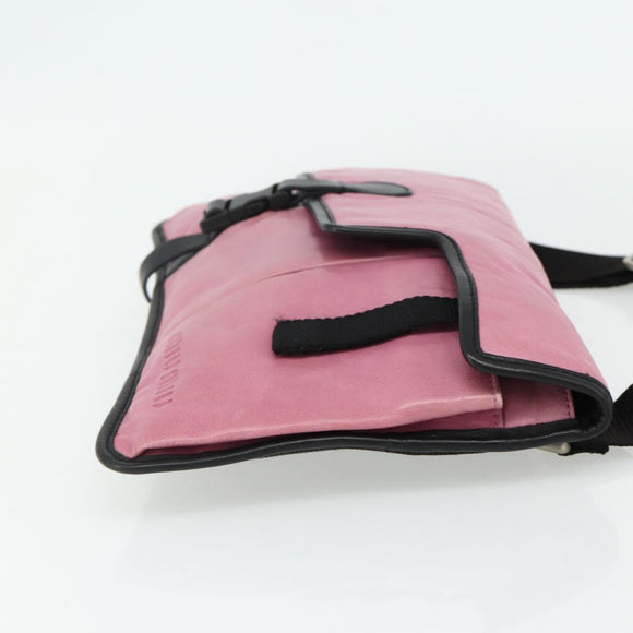 Miu Miu Shoulder Bag Leather Pink Silver Auth 176688A