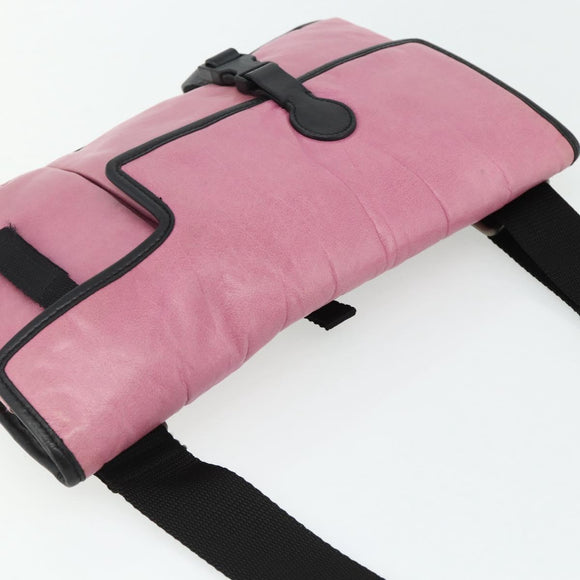 Miu Miu Shoulder Bag Leather Pink Silver Auth 176688A