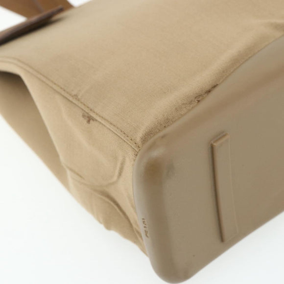 PRADA Shoulder Bag Nylon Beige Silver Auth 176689