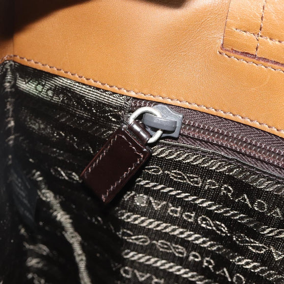 PRADA Shoulder Bag Nylon Beige Silver Auth 176689
