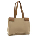 PRADA Shoulder Bag Nylon Beige Silver Auth 176689-1