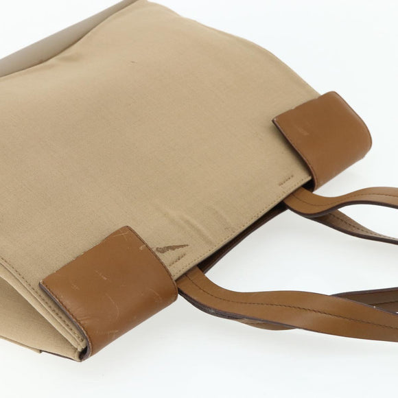 PRADA Shoulder Bag Nylon Beige Silver Auth 176689