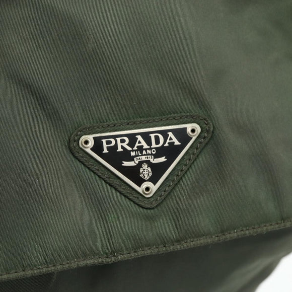 PRADA Backpack Nylon Silver Khaki Auth 176690