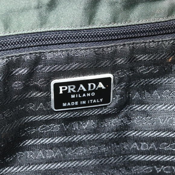 PRADA Backpack Nylon Silver Khaki Auth 176690
