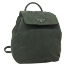 PRADA Backpack Nylon Silver Khaki Auth 176690-1