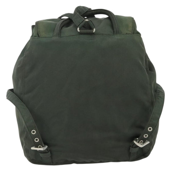PRADA Backpack Nylon Silver Khaki Auth 176690