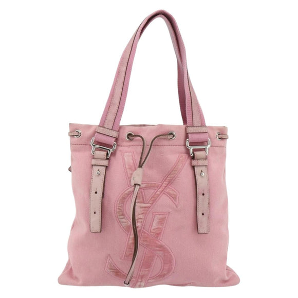 SAINT LAURENT Kahala Tote Bag Canvas Pink Silver 123435 Auth 176691