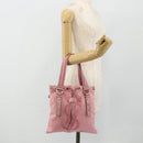 SAINT LAURENT Kahala Tote Bag Canvas Pink Silver 123435 Auth 176691-21