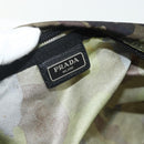 PRADA Pouch Nylon Silver Khaki Auth 176692A-9