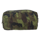 PRADA Pouch Nylon Silver Khaki Auth 176692A-2