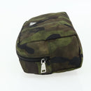 PRADA Pouch Nylon Silver Khaki Auth 176692A-3