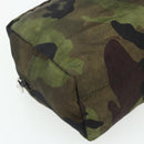 PRADA Pouch Nylon Silver Khaki Auth 176692A-14