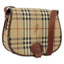 Burberrys Nova Check Shoulder Bag PVC Leather Beige Gold Auth 176693-1