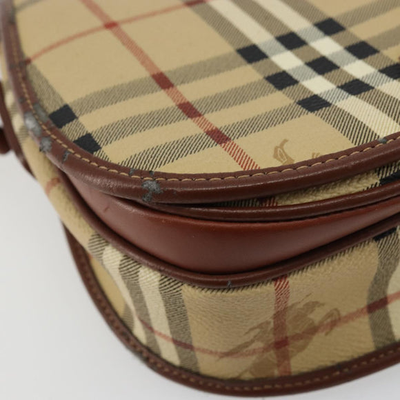 Burberrys Nova Check Shoulder Bag PVC Leather Beige Gold Auth 176693