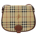 Burberrys Nova Check Shoulder Bag PVC Leather Beige Gold Auth 176693-2