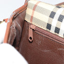 Burberrys Nova Check Shoulder Bag PVC Leather Beige Gold Auth 176693-22