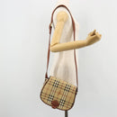 Burberrys Nova Check Shoulder Bag PVC Leather Beige Gold Auth 176693-25